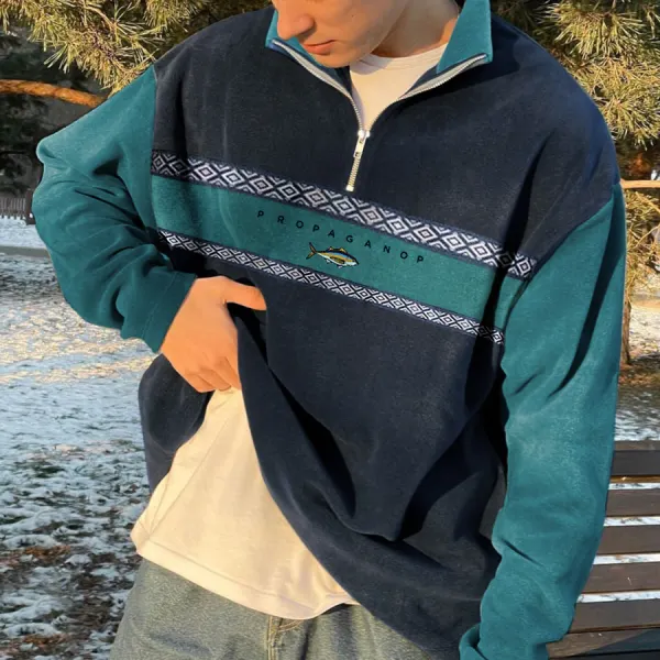 Oversized Unisex Contrast Polos Sweatshirt - Anurvogel.com 