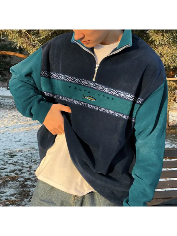 Oversized Unisex Contrast Polos Sweatshirt - Aptkoi.com 