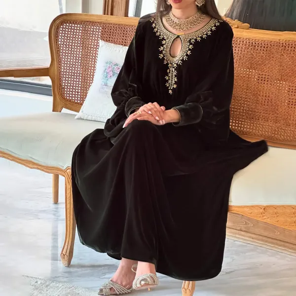 Abito Jalabiyas In Velluto Semplice E Splendido Mediorientale Da Donna - Spiretime.com 