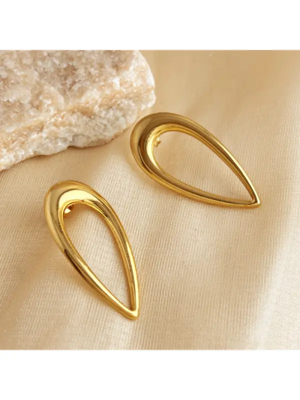 Womens Stainless Steel Gold Moon And Sun Earrings - Localziv.com 