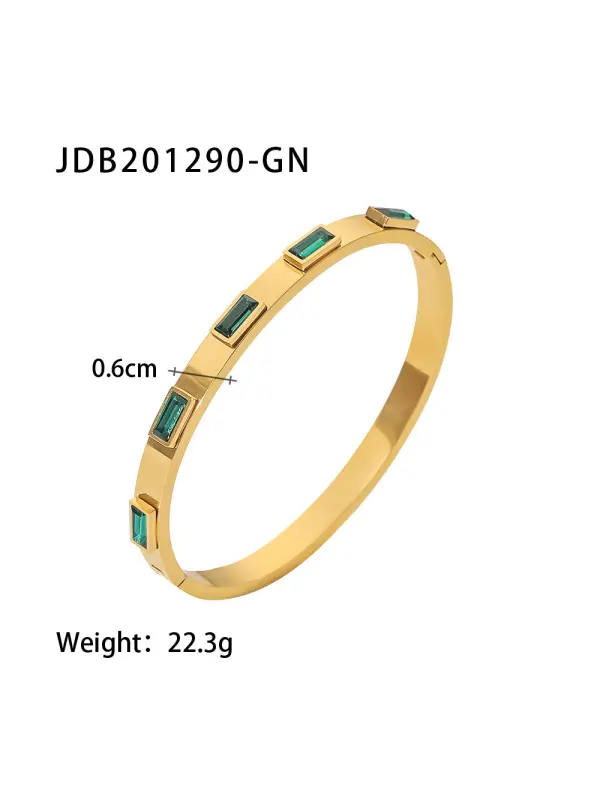 Women's Zircon Titanium Steel Gold Open Bracelet - Localziv.com 