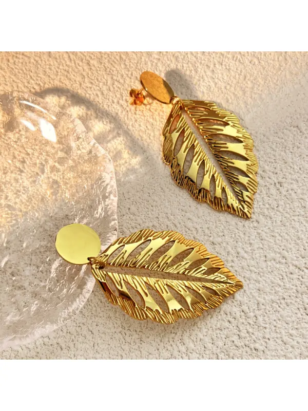 Women's Leaf Shape Necklace Earrings Ring Set - Localziv.com 