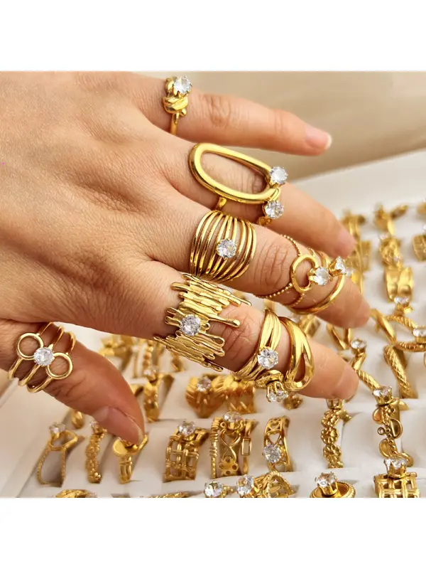 Women's Zircon Titanium Steel Open Ring (mixed Styles Shipped Randomly) - Localziv.com 
