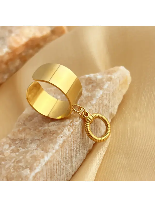 Women's Stainless Steel Open Round Pendant Ring - Localziv.com 