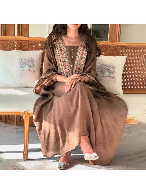 Women's Middle Eastern Gorgeous Solid Color Loose Jalabiyas Dress - Localziv.com 