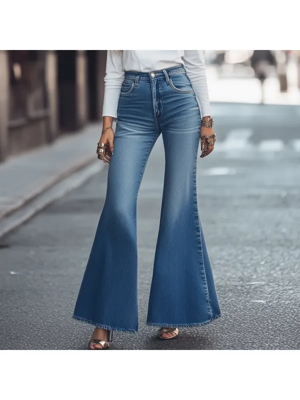 Casual All-Match Denim Flared Trousers - Localziv.com 