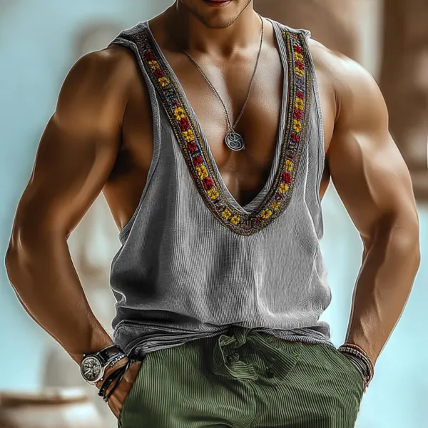 Men's Bohemian Lightweight Holiday Casual Sleeveless Tank Top - Freemacho.com 