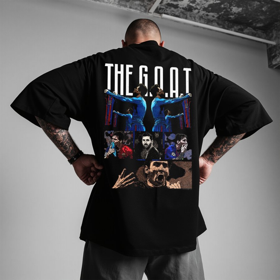 

Unisex Football Print Oversized Black Short Sleeve T-Shirt