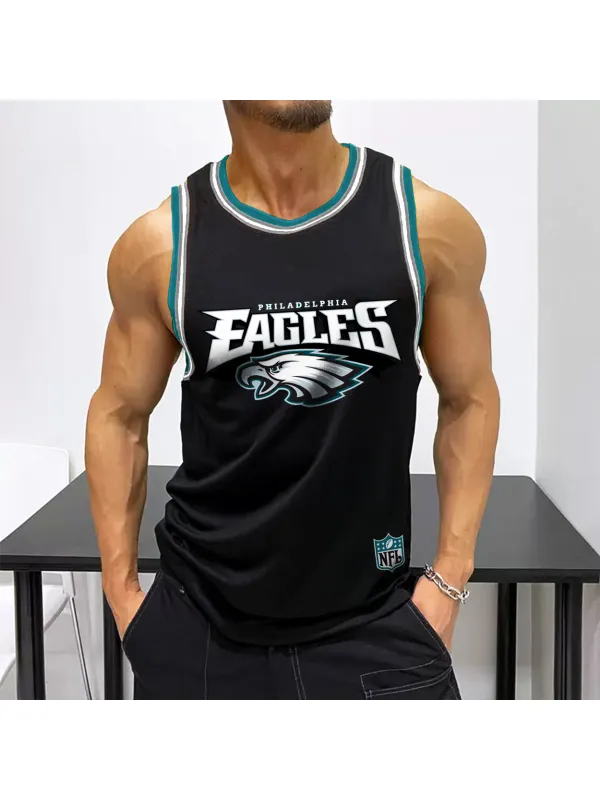 Men's Rugby Team Print Athletic Sleeveless Tank - Aptkoi.com 