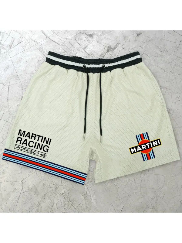 Fashionable Color-block Racing Print Shorts - Aptkoi.com 