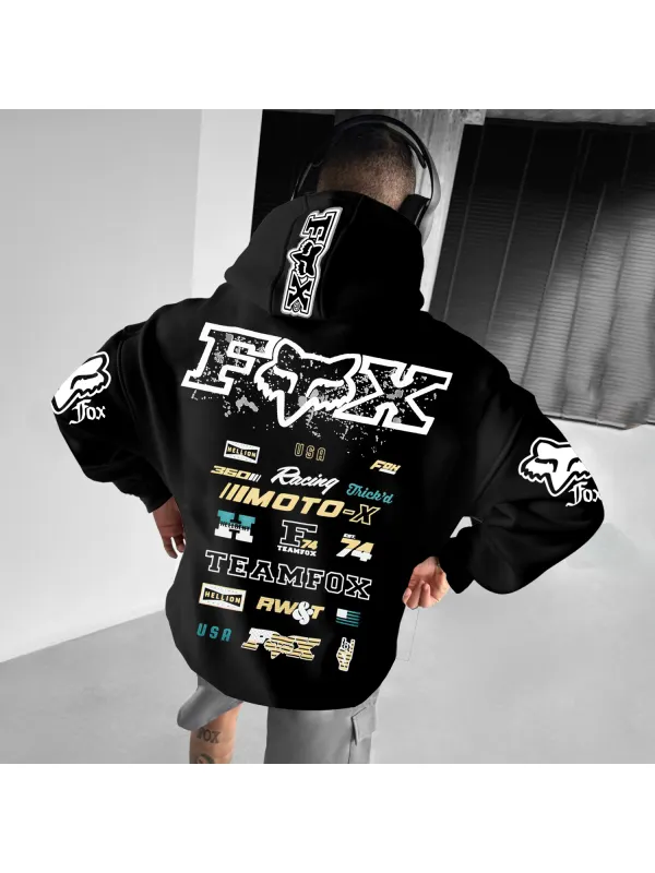 Casual Racing Branded Print Hoodie - Localziv.com 