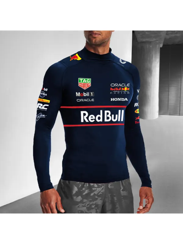 Men's Racing Print Casual Slim Fit Long Sleeve T-Shirt - Aptkoi.com 