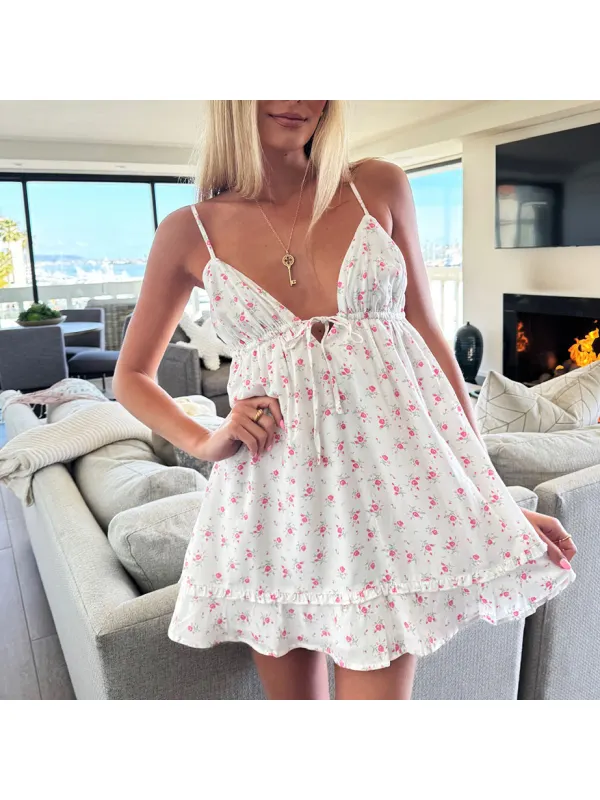 Women's “Deep End Sundress” Mini Floral Printed Mini Dress - Aptkoi.com 