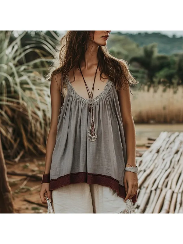 Bohemian Style Holiday Style Breathable And Comfortable Retro Casual Top - Aptkoi.com 