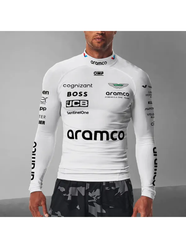 Men's Racing Team Style Slim Fit Long Sleeve T-Shirt - Aptkoi.com 