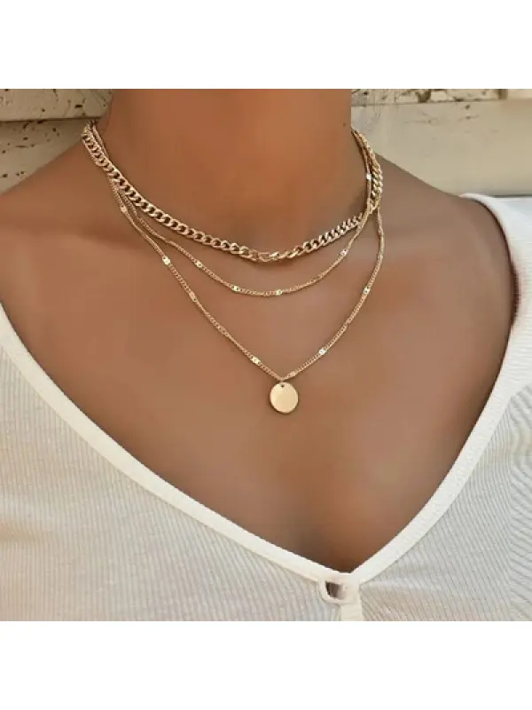 Vintage Simple Gold Multi-layer Necklace - Aptkoi.com 