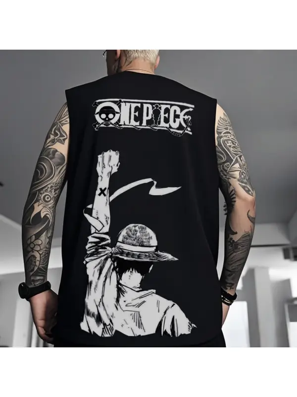 Anime-Inspired Graphic Tank Top For Men - Localziv.com 