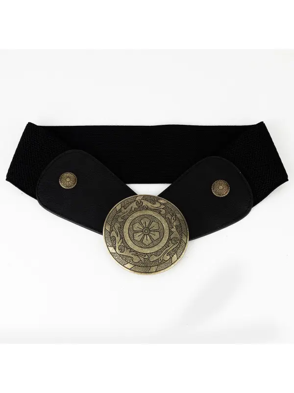 European And American Retro Western Waist Elastic Elastic Waist Belt Female Wide Version Waist Punk Style Metal Carved R - Shopyiyistories.com 