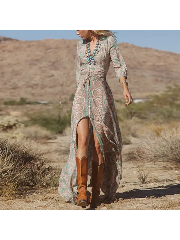 Ladies Chic Chiffon Dress With Sexy Sleeve Print - Shopyiyistories.com 
