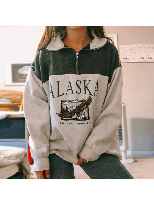 Fashion Metal Zipper Shoulder Sleeve Coloring Sweatshirt - Shopyiyistories.com 