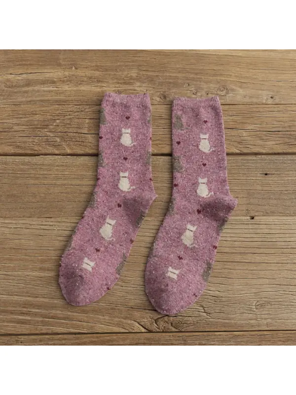Ladies Cat Cotton Socks - Aptkoi.com 