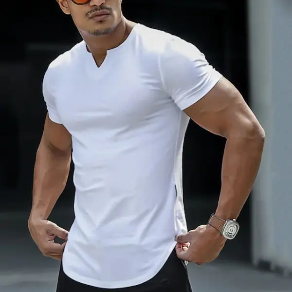 V-neck Men's Casual T-shirt Tops - Ootdyouth.com 