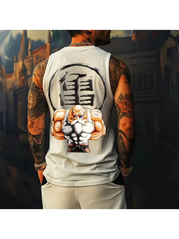 Unisex Oversize Gym Anime Printed Tank Top - Shopyiyistories.com 