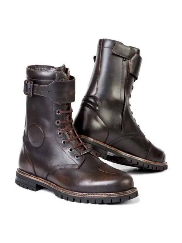 Vintage Casual Round Tie Leather Boots - Shopyiyistories.com 