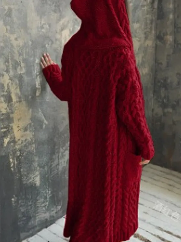 Casual Hooded Long Cardigan Sweater - Aptkoi.com 