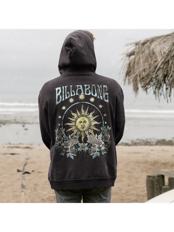 Men's Vintage Print Hooded Sweatshirt - Aptkoi.com 