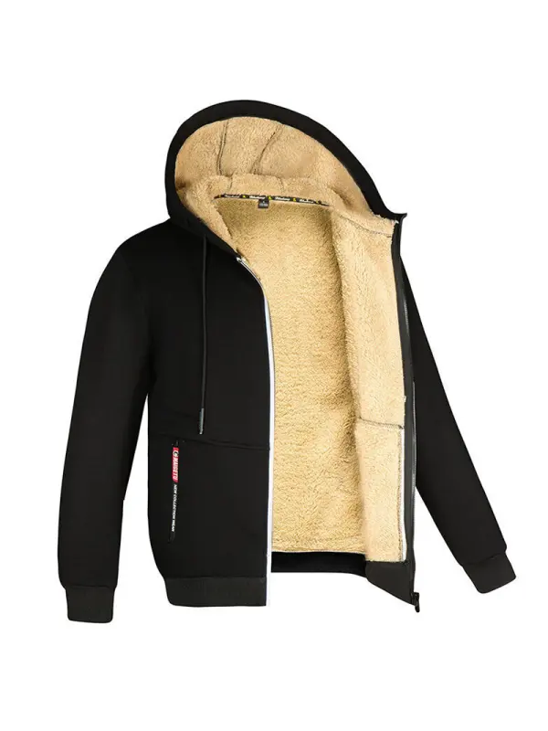 Men's Zip Hoodie Sweatshirt Sherpa Hoodie Jacket Sweat Jacket Apparel Hoodies - Aptkoi.com 