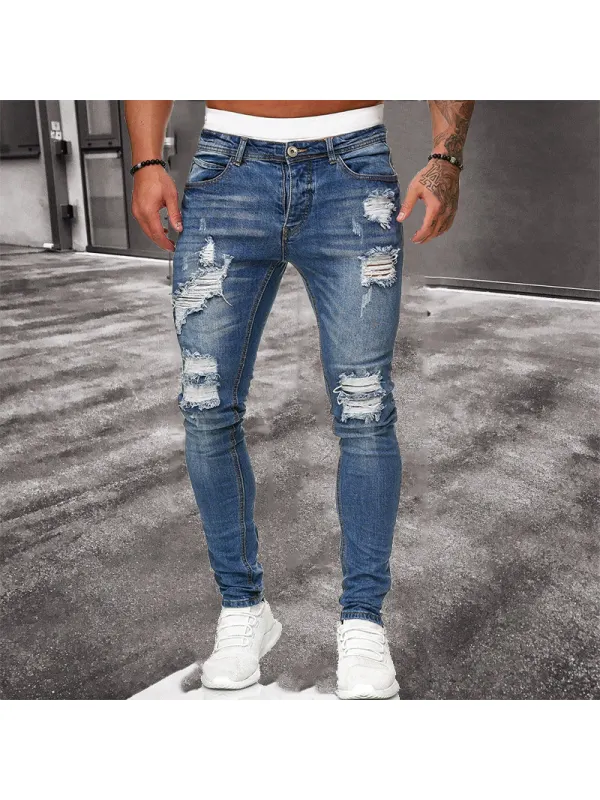 Hole Trend Black Slim Jeans Feet Pants - Aptkoi.com 