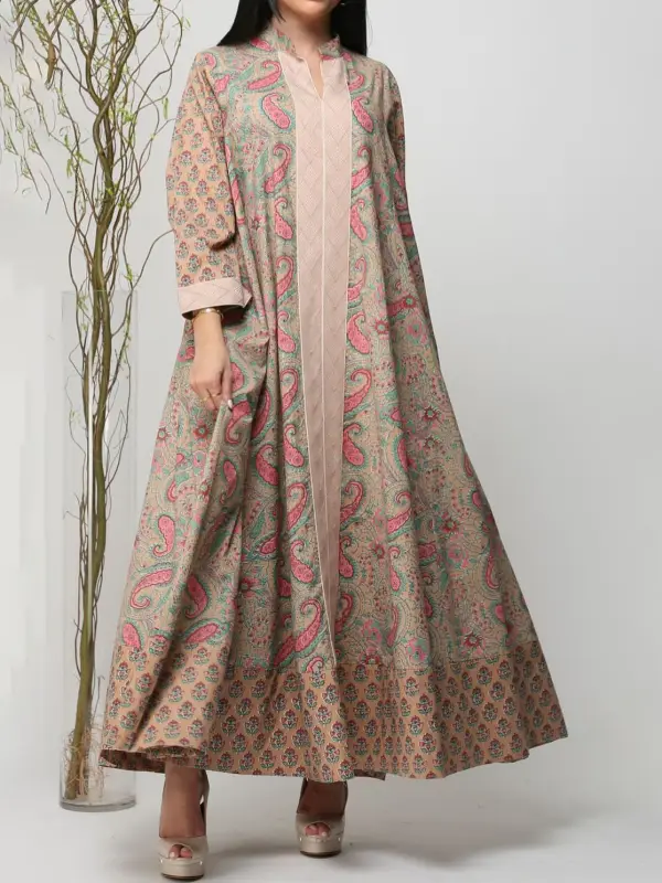 Fashionable Cashew Flower Robe Dress - Aptkoi.com 