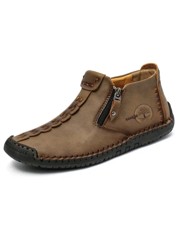 Autumn And Winter New Style Large Size Men's Shoes, Outdoor Casual Men's Tooling Boots, Hand-sewn Sets Of Foot Mid-cut Leather Boots - Aptkoi.com 