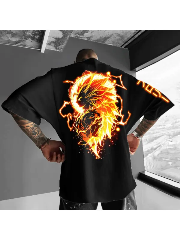 Unisex Anime Casual Print Oversized T-shirt - Aptkoi.com 