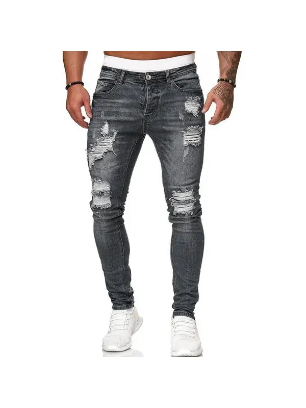 Men's Stylish Sporty Casual Sporty Streetwear Comfort Jeans Trousers Denim Daily Sports Pants - Aptkoi.com 