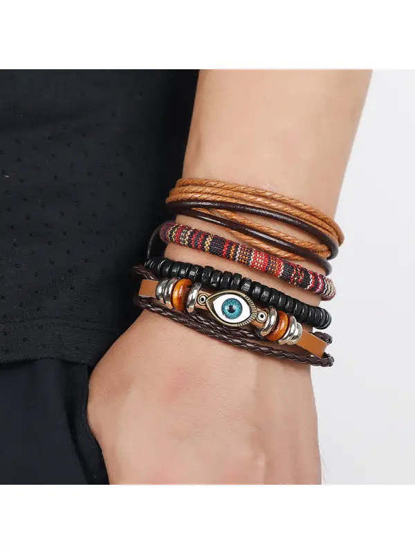 Bohemian Multi-Layered Leather Vintage Braided Bracelet - Aptkoi.com 