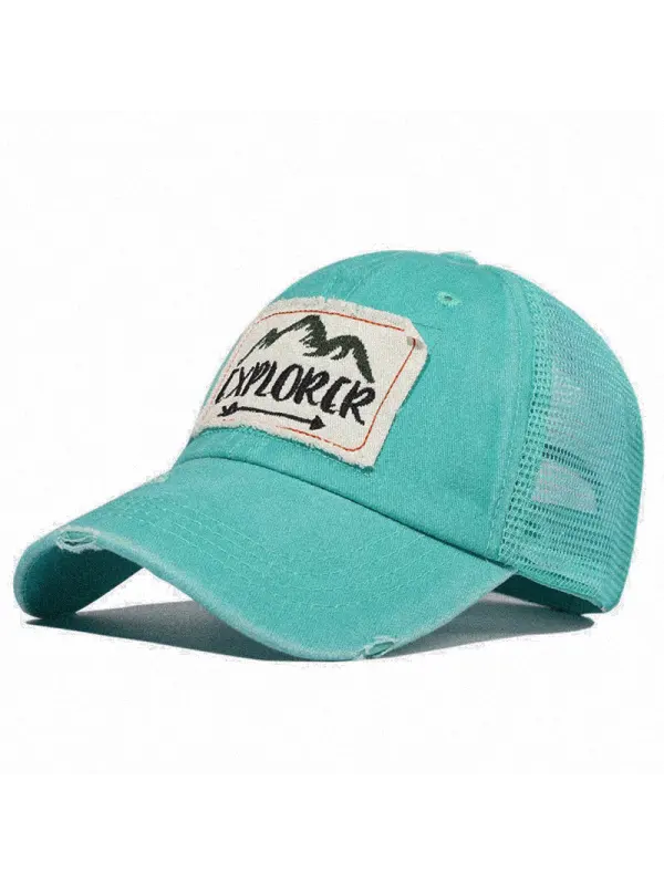 Vintage Washed Embroidery Mountaineer Mesh Cap - Shopyiyistories.com 