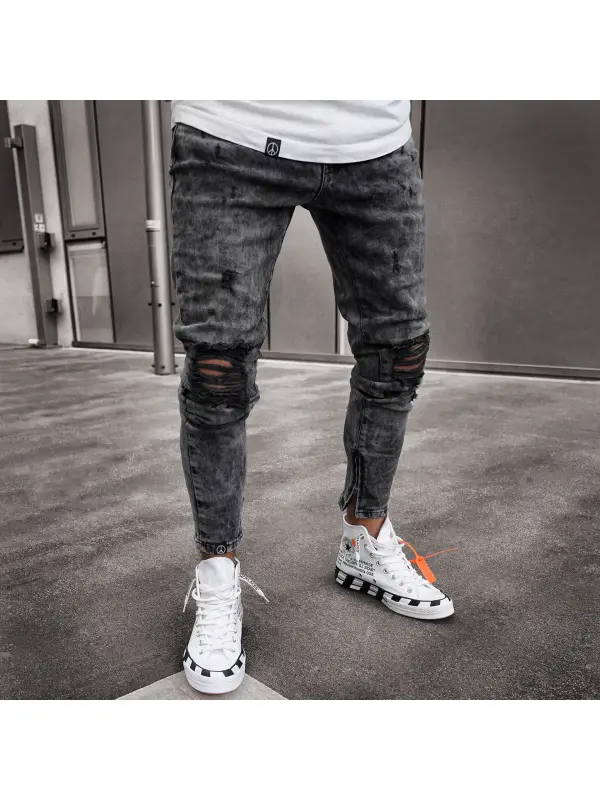 Men's Casual Fashion Ripped Slim Fit Jeans TT230 - Shopyiyistories.com 