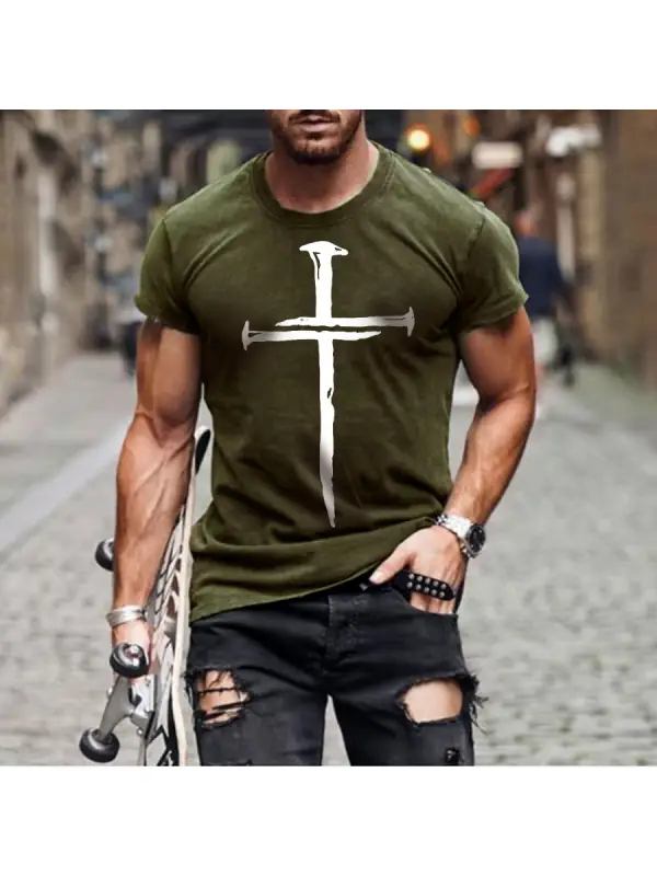 Cross Print Mens T-shirt - Shopyiyistories.com 