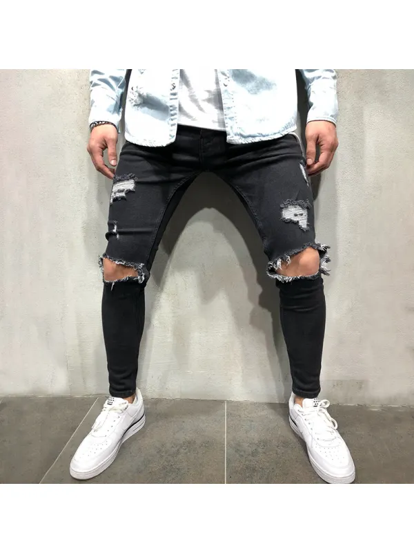 Men's Casual Fashion Ripped Slim Fit Jeans TT230 - Shopyiyistories.com 