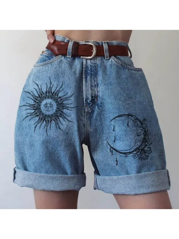 Summer Fashion Printed Denim Shorts - Aptkoi.com 