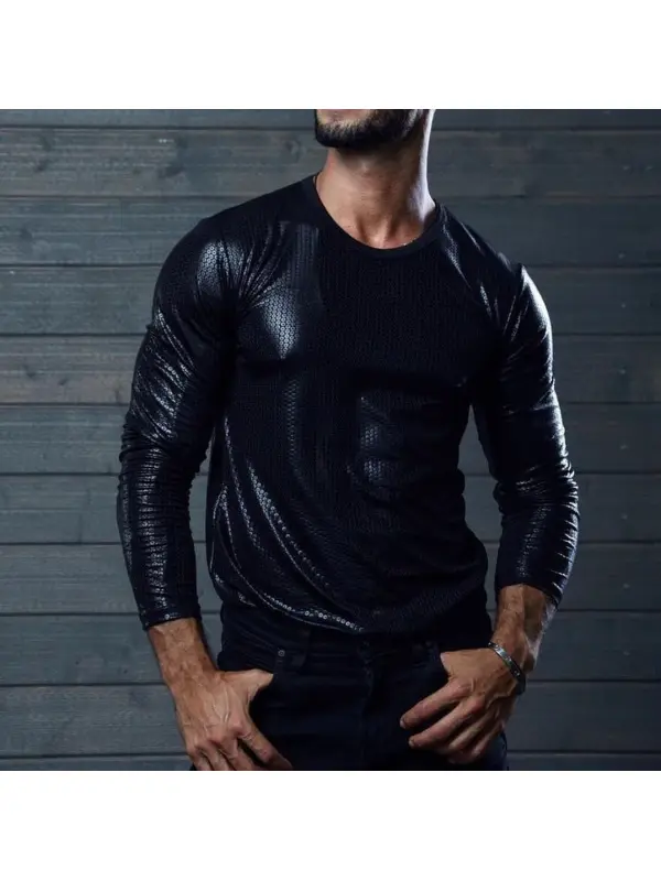 Fashion Simple Slim-Fit Dark Pattern Top - Aptkoi.com 