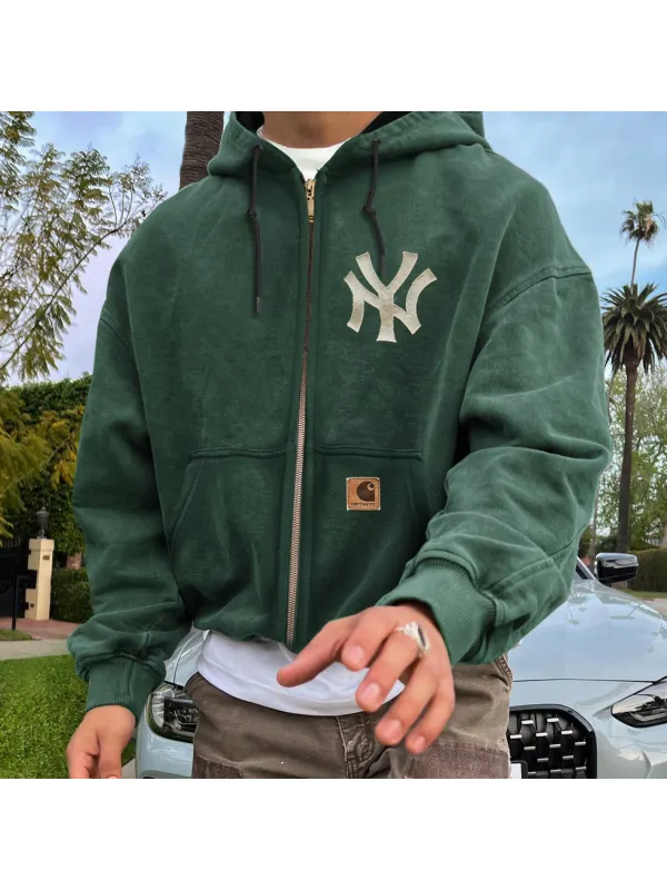 Vintage Unisex Zipper Hooded Sweatshirt - Aptkoi.com 