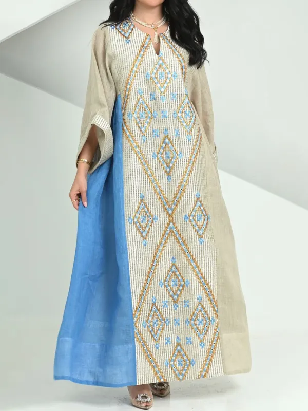 Stylish Contrast Floral Print Robe Dress - Aptkoi.com 