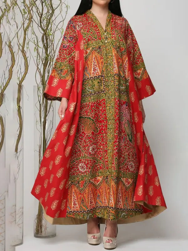 Stylish Printed Robe Dress - Aptkoi.com 
