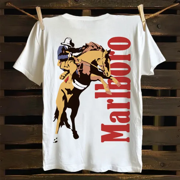 Marlboro Cowboy Graphic Print T-shirt - Rabclub.com 