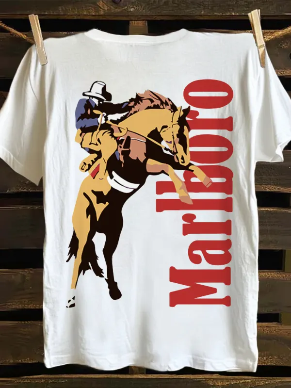 Marlboro Cowboy Graphic Print T-shirt - Menbarn.com 