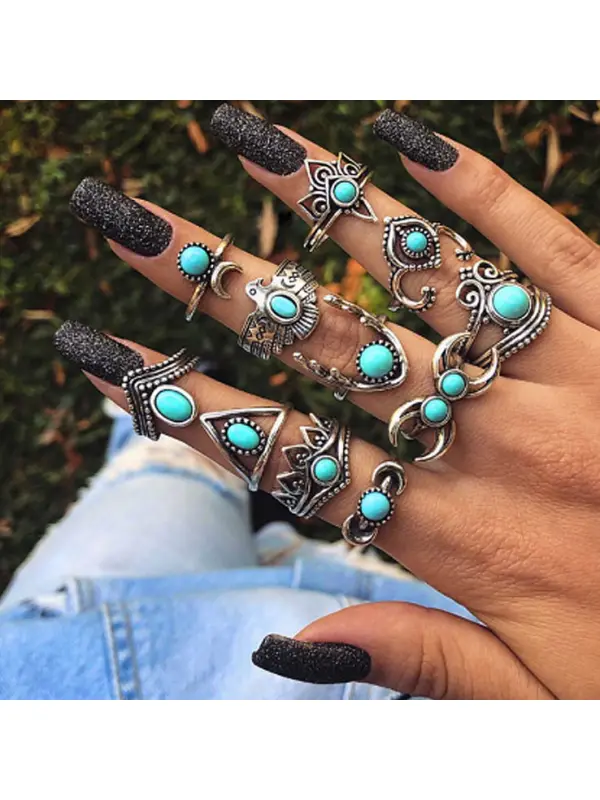 Bohemian Vintage Diamond Ring Set - Aptkoi.com 