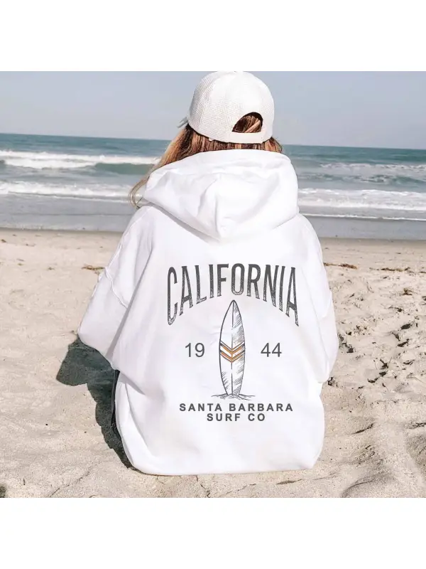 Women's California Surf Print Casual Hoodie - Aptkoi.com 